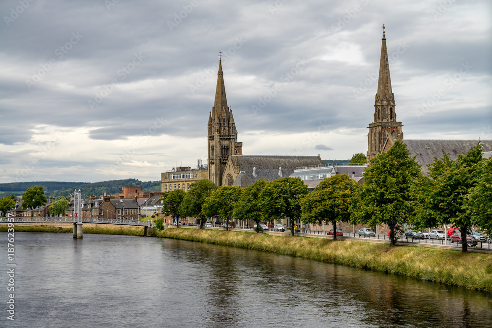 Inverness at cloudy weather in summer, Scotland Inverness at cloudy weather in summer, Scotland