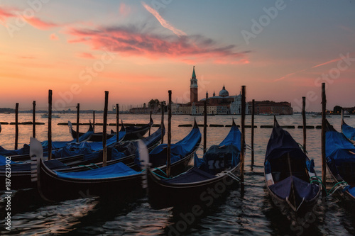 Gondolas in  Grand Canal on sunrise, Venice, Italy © Shchipkova Elena