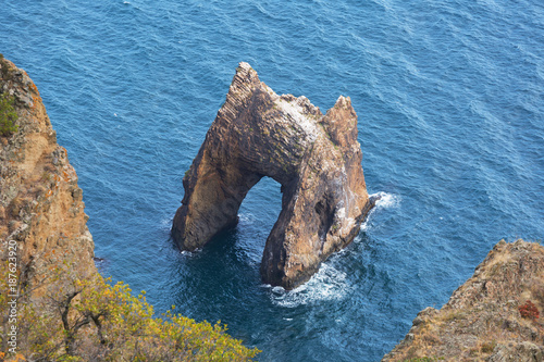 Famous Golden Gate rock in Karadag, top view , Crimea