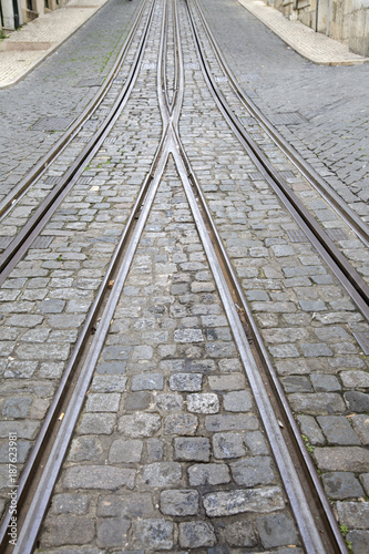 Funicular Tram Track, Rua da Bica de Duarte Belo Street; Lisbon