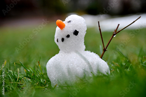 Foto Schneemann-Winzling trotzt dem Tauwetter