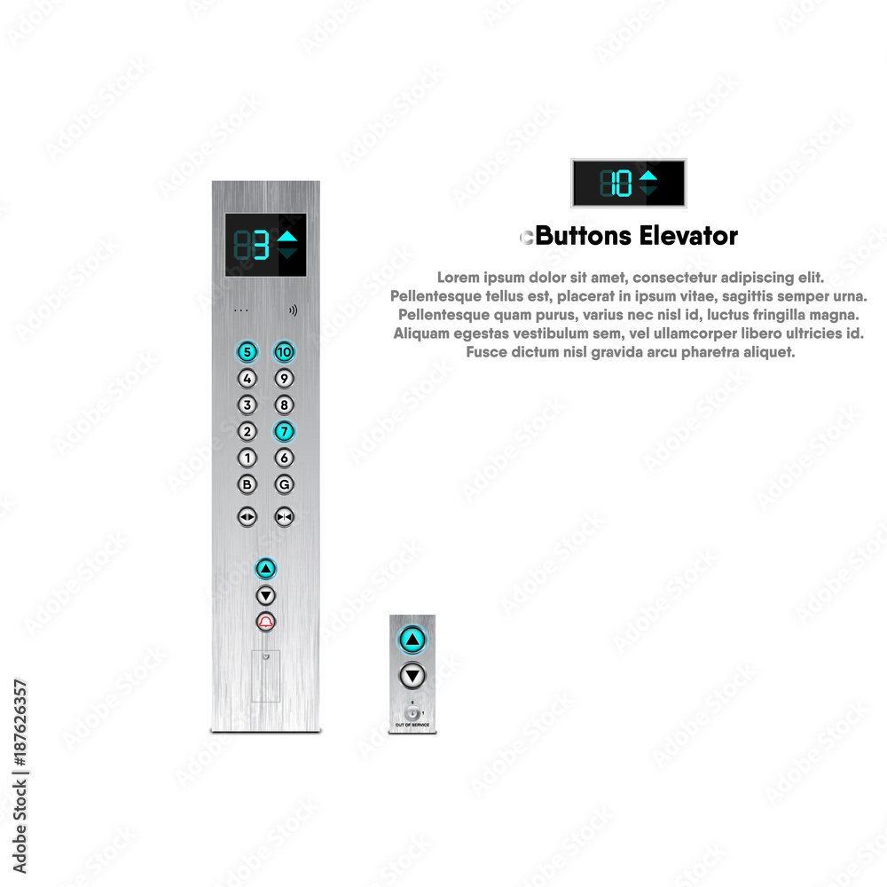 Buttons and display modern design for elevator, Lift, Vector ...