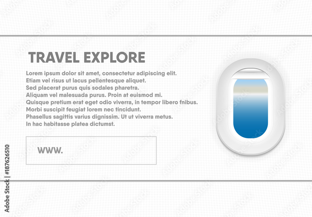 Tourism template brochure and advertise banner., Aircraft window concept Tourism template brochure and advertise banner., Aircraft window concept