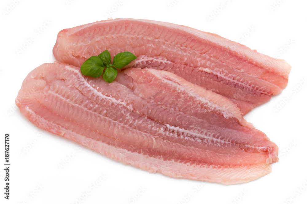 Fillet of Fish Pangasius. Isolated on white background. Fillet of Fish Pangasius. Isolated on white background.