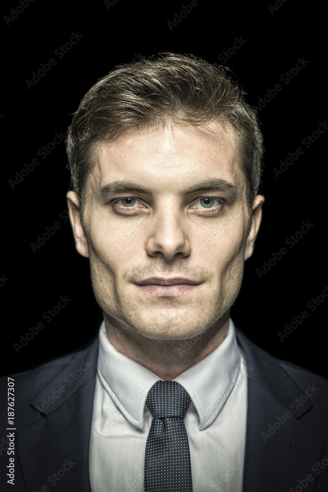 determined man on black background determined man on black background
