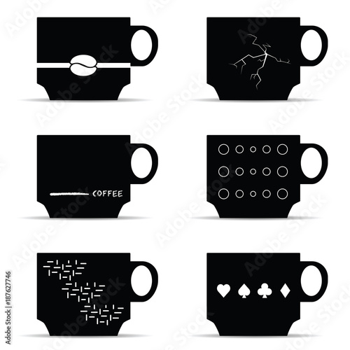 coffee cup set with icon on it illustration