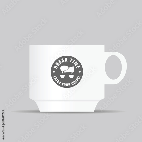 coffee cup with break time on it illustration