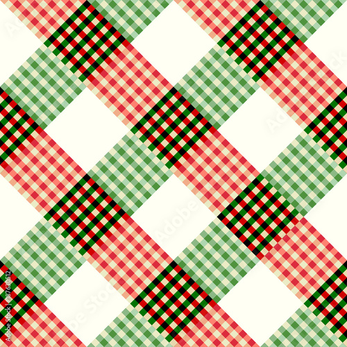 Seamless background pattern. Geometric diagonal plaid pattern in patchwork style.