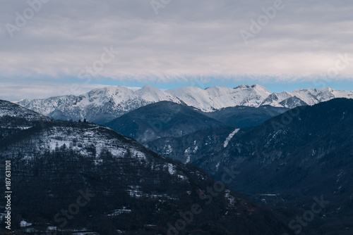 Mountains covered with snow in Pyrenees