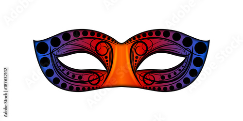 Carnaval Masque Orange Rouge Bleu Ornement 4
