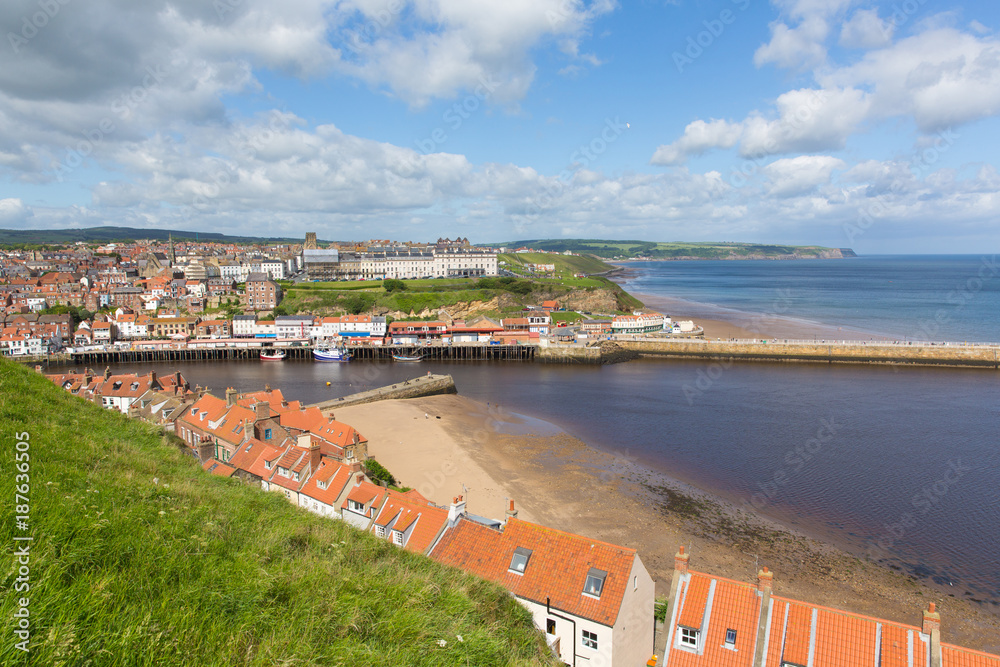 Whitby North Yorkshire England uk seaside town and coast view