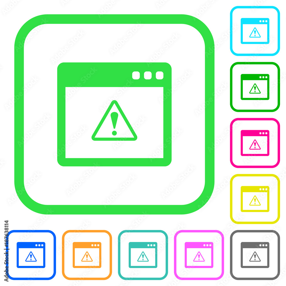 Application warning vivid colored flat icons Application warning vivid colored flat icons