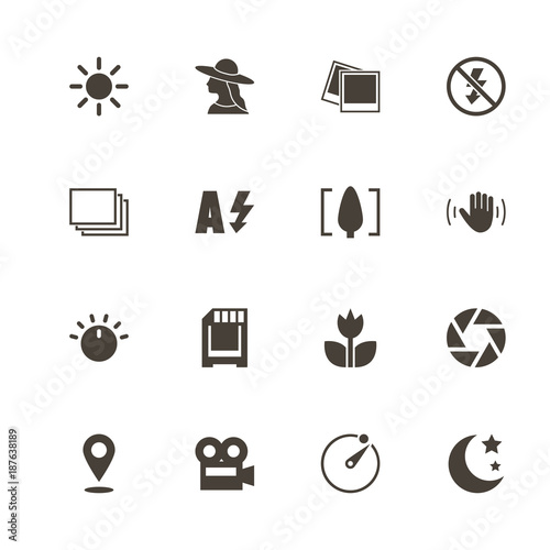 Photo Mode icons. Perfect black pictogram on white background. Flat simple vector icon.