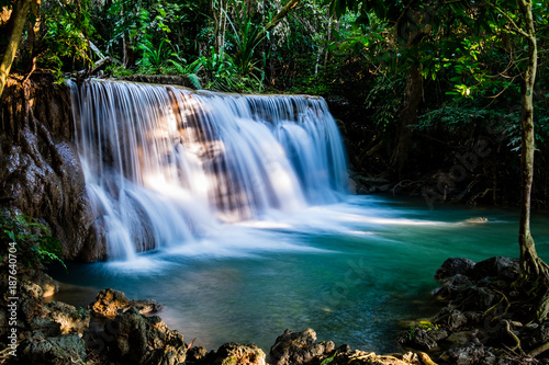 Waterfall in tropical forest at Huay Mae Khamin National Park  Thailand