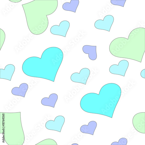 Cute doodle style hearts seamless vector pattern. Valentine's Day