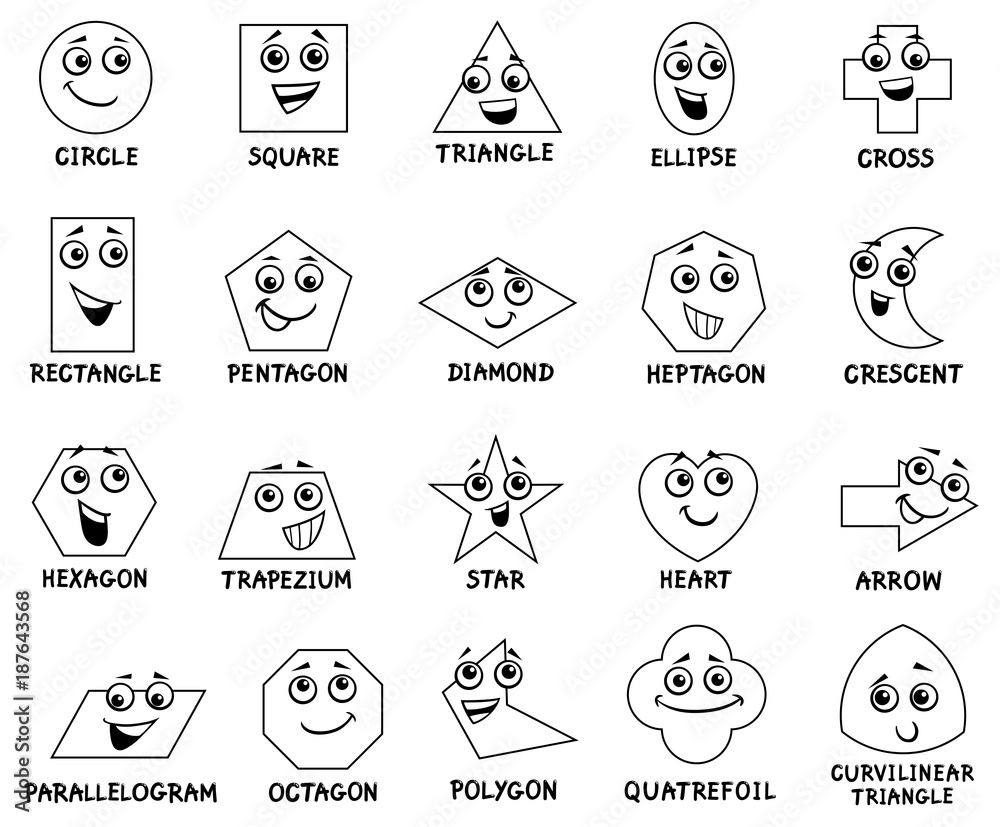 cartoon basic geometric shapes characters Stock Vector | Adobe Stock