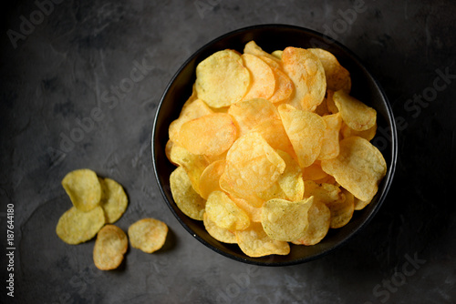 Delicious Potato chips with salt and seasonings.