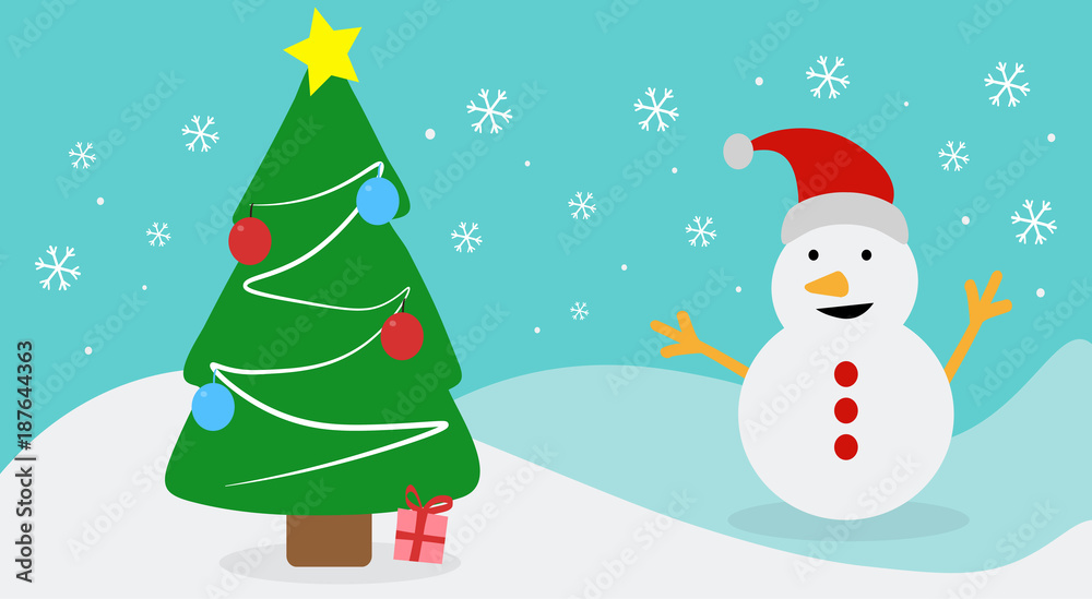 Snowman with tree background