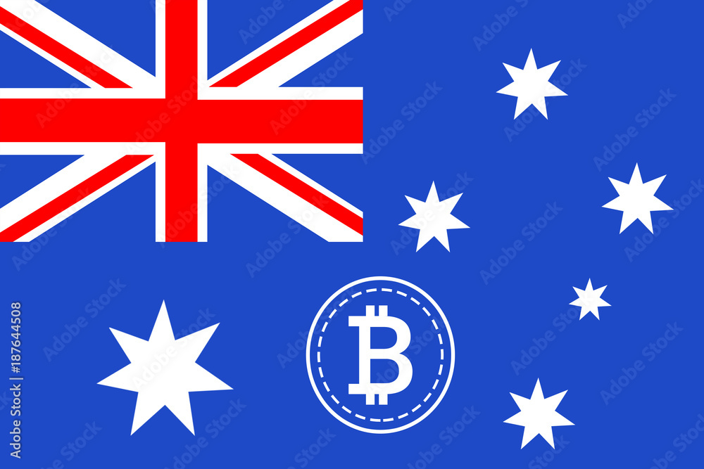 Bitcoin close up on keyboard background the flag of australia is shown on bitcoin