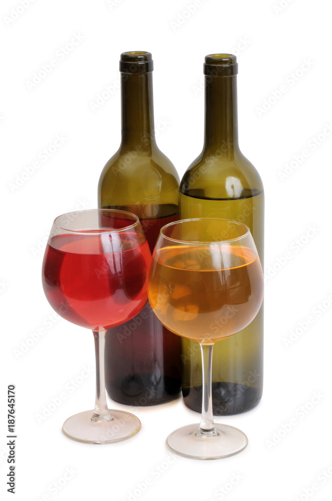 Glass and bottle wine on white background Glass and bottle wine on white background