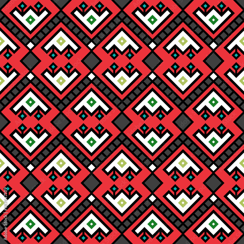 Geometric tribal decotarive pattern in red