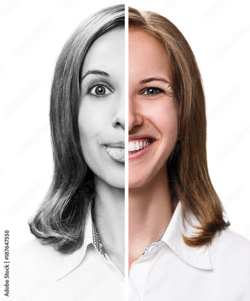 Young woman expressing different emotions. Young woman expressing different emotions.