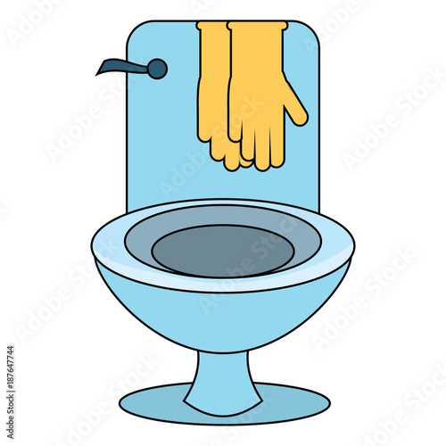 cleaning gloves and toilet icon