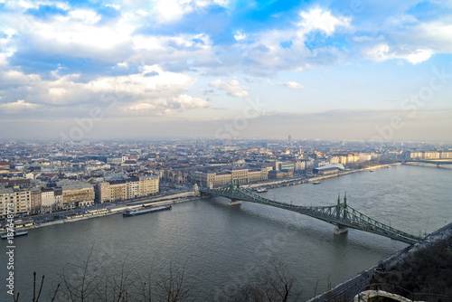 aerial view of budapest city in foggy day © murattellioglu