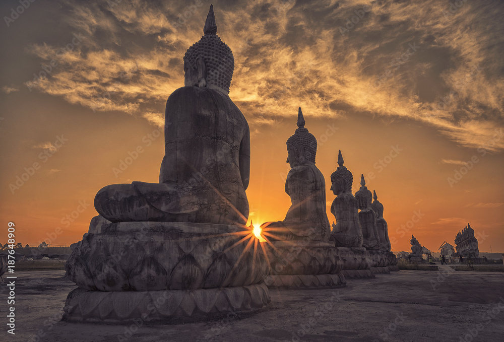 The field of big Buddha image in evening light. The field of big Buddha image in evening light.