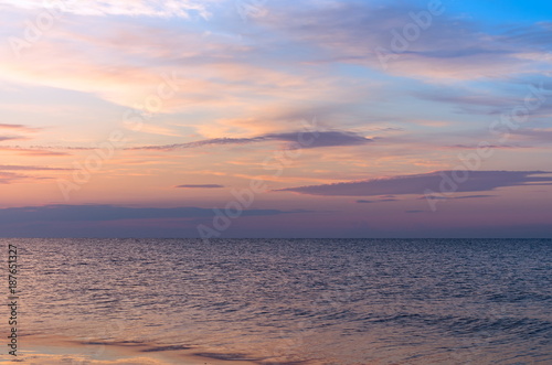 Seascape  sea horizon with clouds sunset  summer