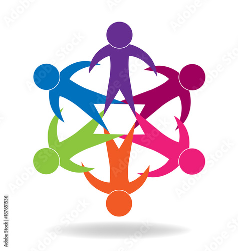 Logo teamwork unity holding hands educational concept icon vector template