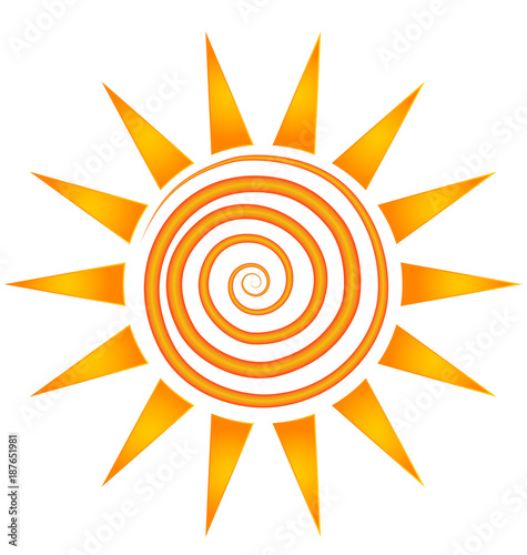 Sun and wavy beach logo