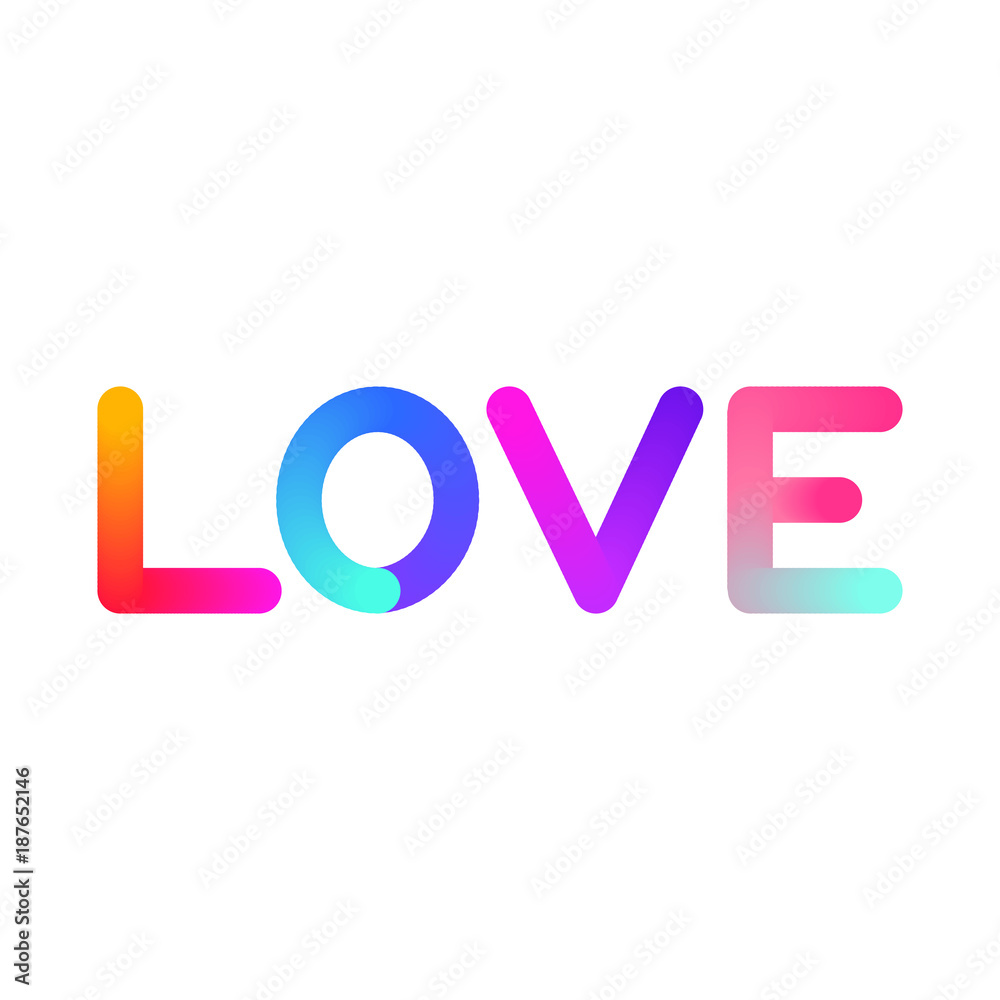 Abstract fluid color lettering. Bright neon gradient blend. Romantic vector icon for valentines day. Abstract fluid color lettering. Bright neon gradient blend. Romantic vector icon for valentines day.