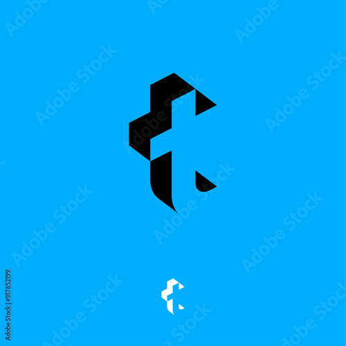 T Letter. T monogram. An invisible letter with a shadow. Optical illusion. Logo or icon design. Web, digital, sport, network, communication icon. Technology logo.