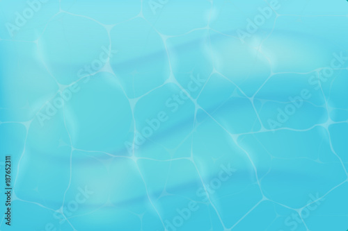 vector illustration of a blue surface of sea water with glare and sunlight. wavy sand on the bottom