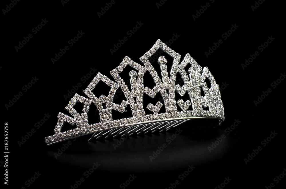 Fototapeta premium silver tiara isolated on a black background