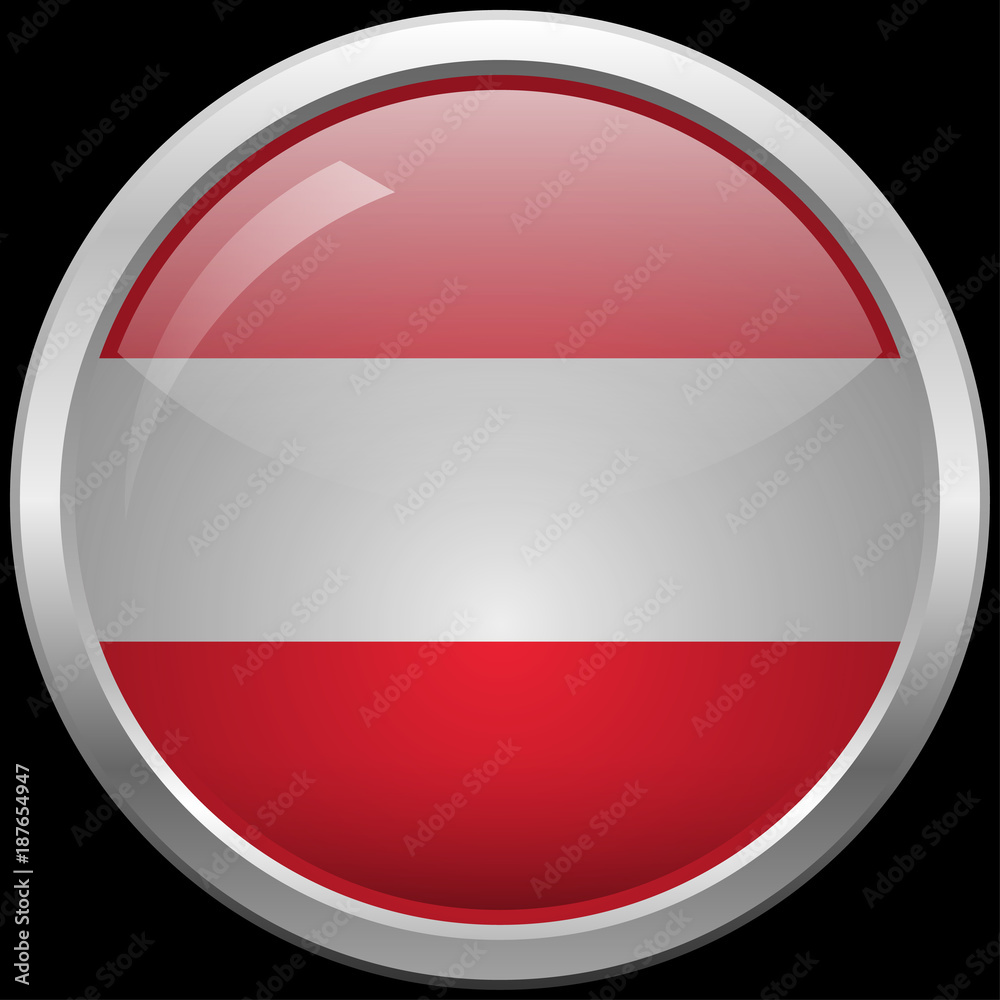 Austrian flag glass button vector illustration Austrian flag glass button vector illustration