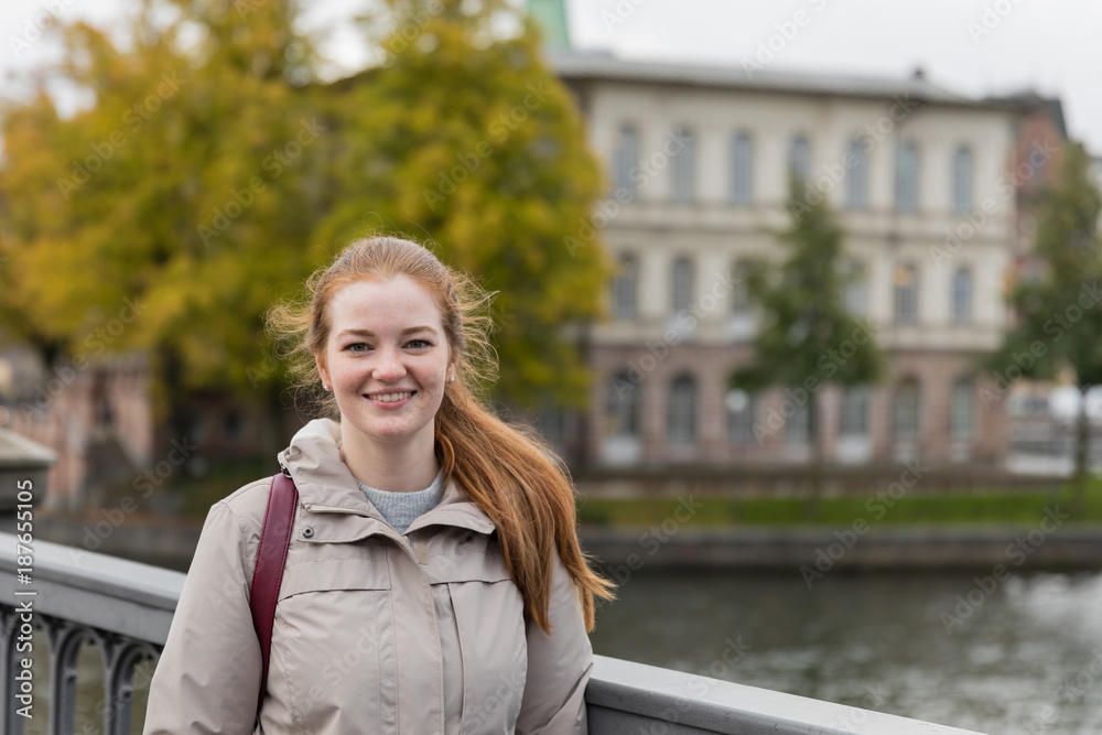 Fototapeta premium Happy student in the European city