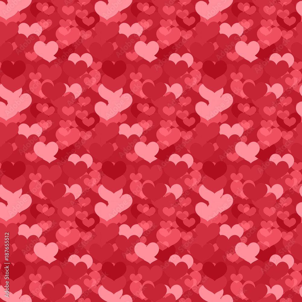 Valentines Day seamless pattern. Heart endless background. Romance, love repeating texture. Holiday wallpaper, paper, backdrop. Vector illustration