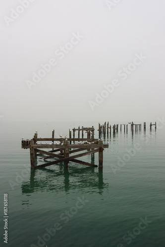 Old pier ruin in Swanage  England.