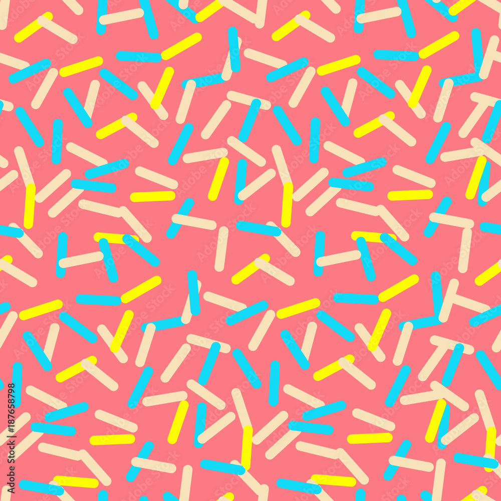 Seamless pattern of pink donut glaze with many confetti Seamless pattern of pink donut glaze with many confetti