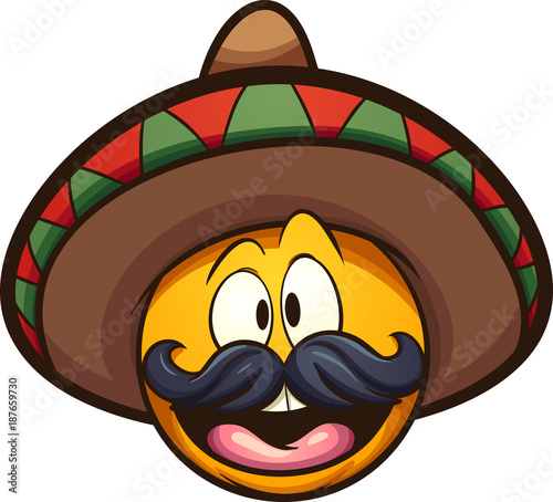 Cartoon Mexican emoticon. Vector clip art illustration with simple gradients. All in a single  layer. 