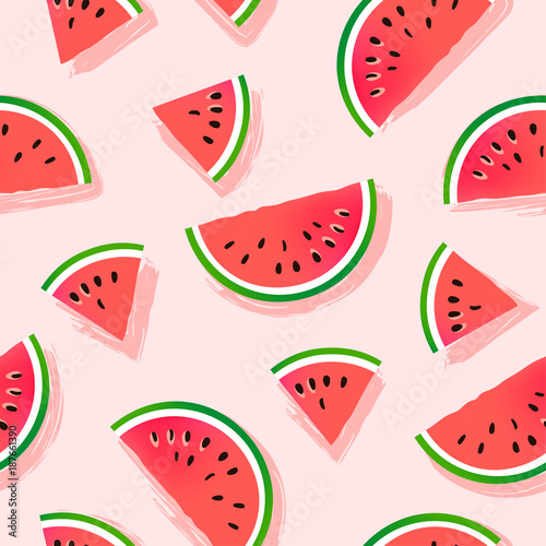 Watermelon slices vector pattern.