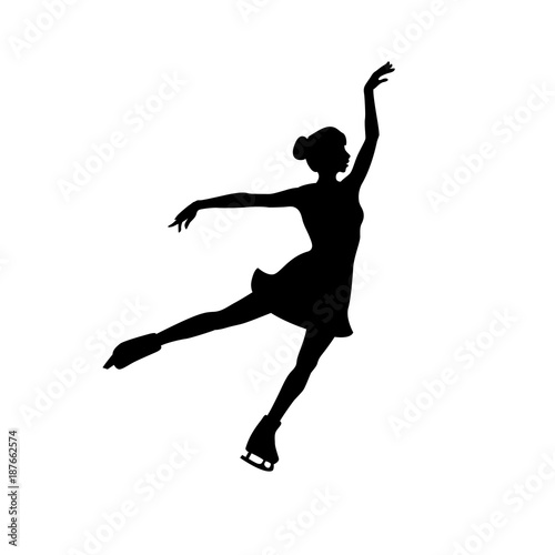 Figure skating girl vector silhouette