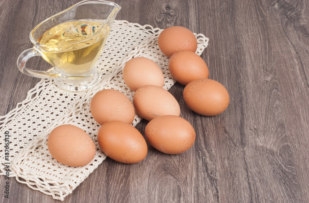 Brown eggs on wooden background Brown eggs on wooden background