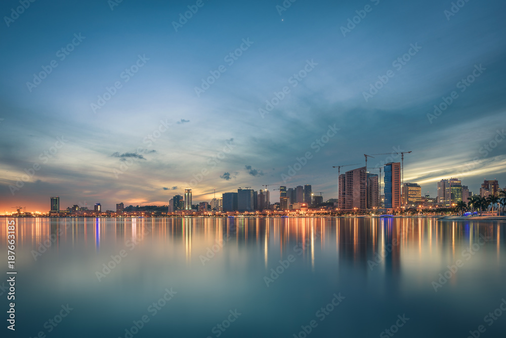 Luanda capital city of Angola at sunset