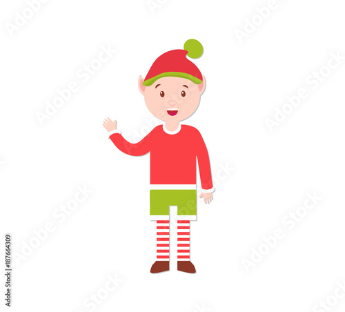 Cute Christmas elf boy. Vector