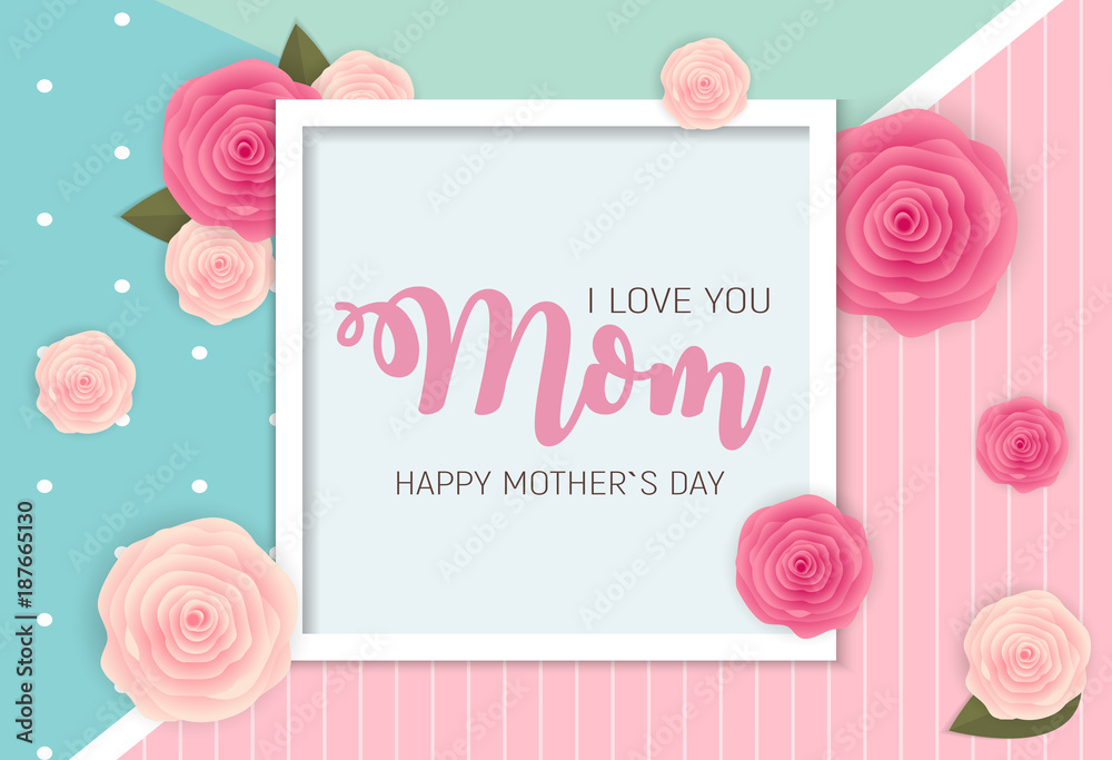 Happy Mother`s Day Background with Flowers. Vector Illustration