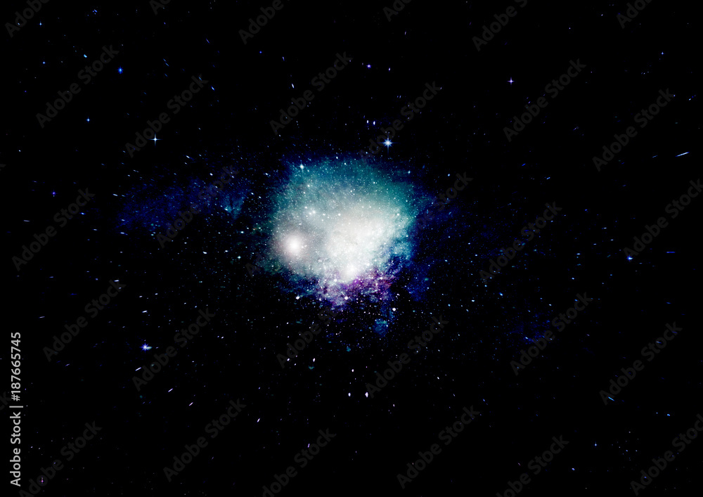 Fototapeta premium Stars, dust and gas nebula in a far galaxy