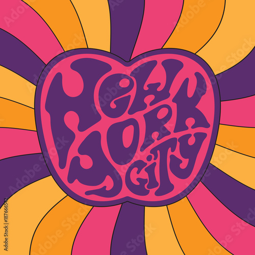 New York city.Classic psychedelic 60s and 70s lettering.